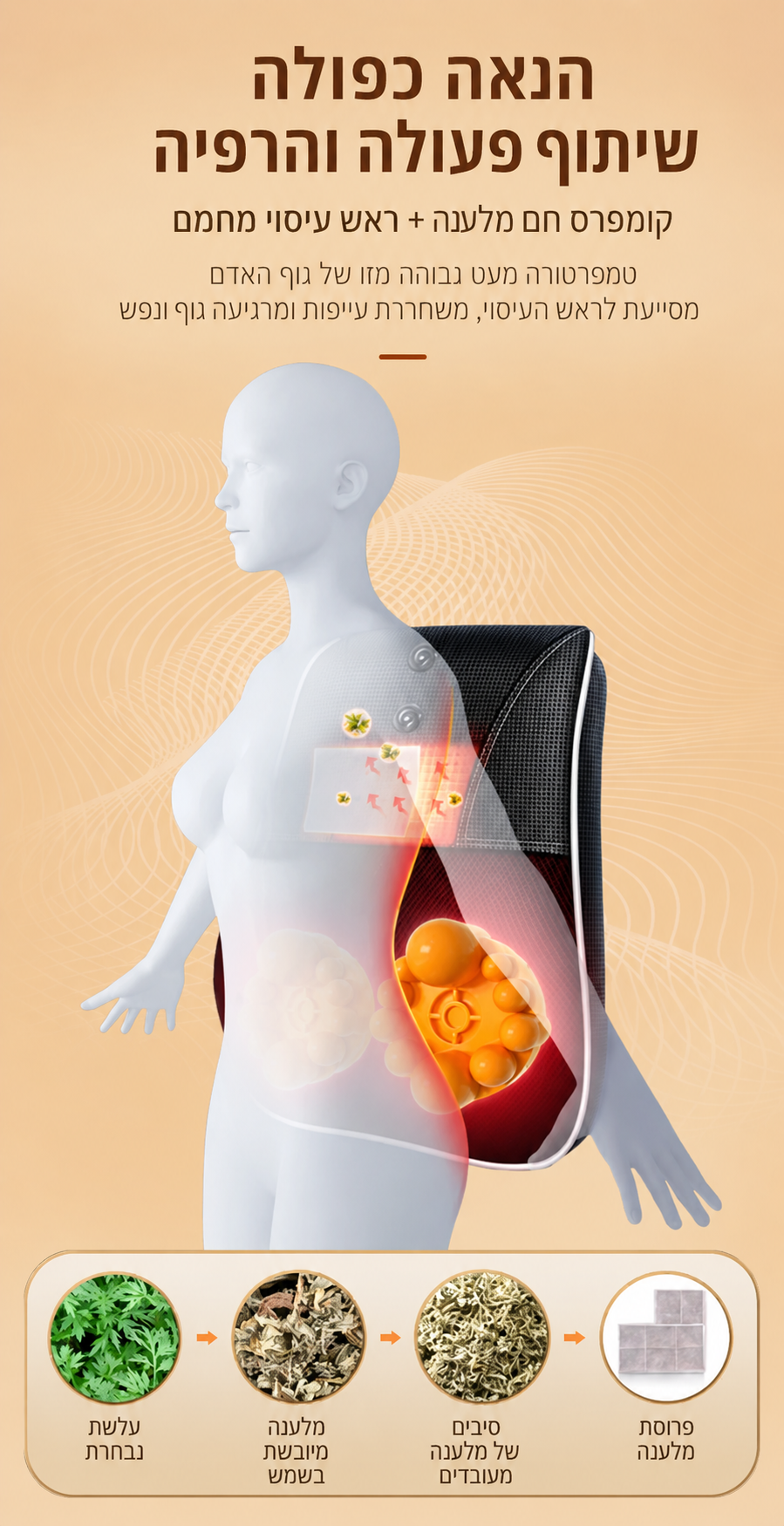 NeckRelief Pro - כרית מתיחה ועיסוי חכמה לצוואר עם חימום