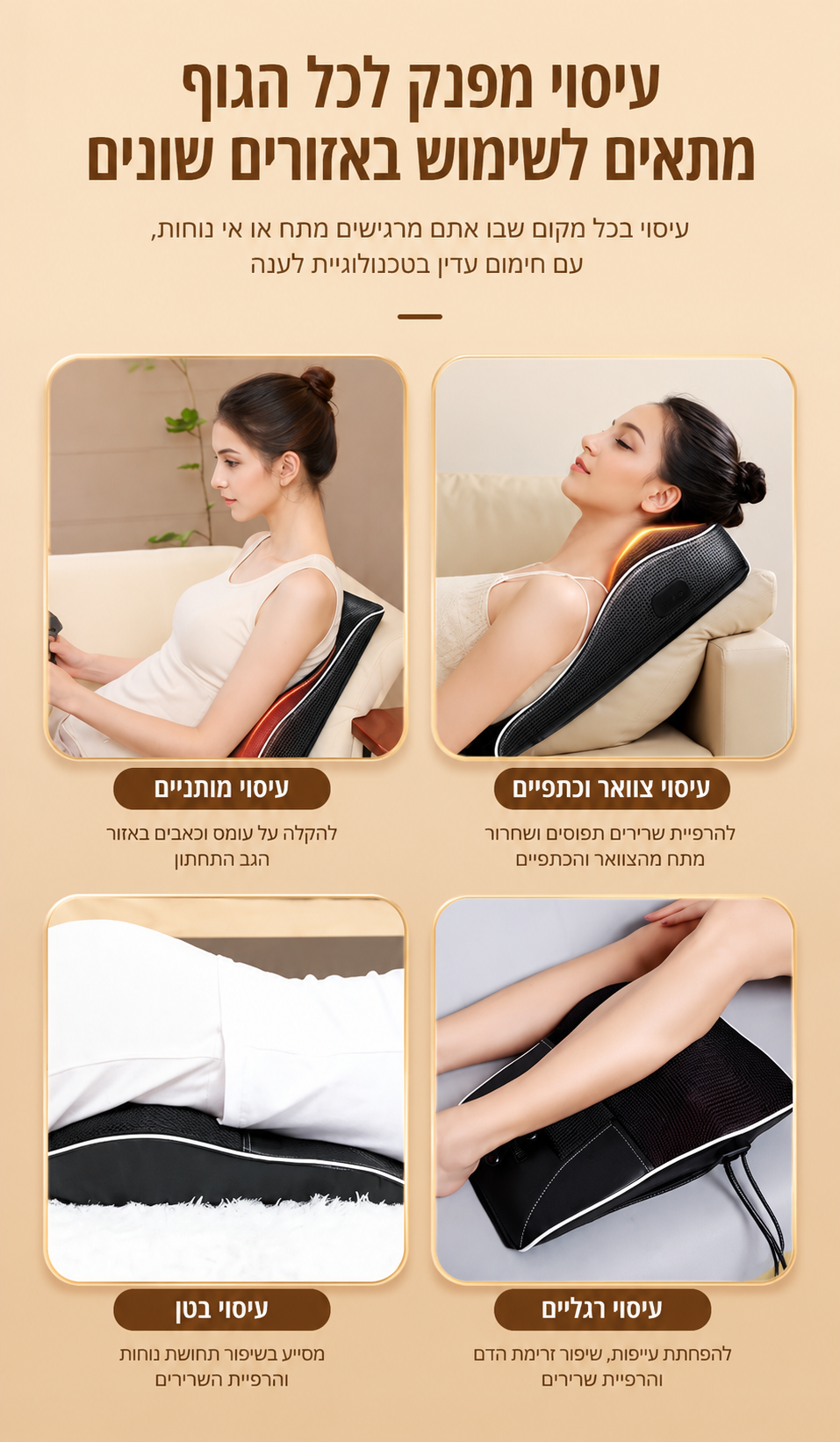 NeckRelief Pro - כרית מתיחה ועיסוי חכמה לצוואר עם חימום
